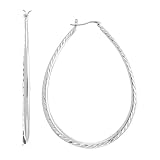 Boma Sterling Silver Large Diamond Cut Hoop Earrings