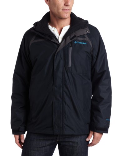 Columbia Mens Radio Contrast Parka, Black/Blade, Large