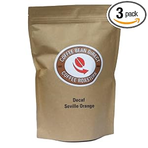 Coffee Bean Direct Decaf Seville Orange Flavored, Whole Bean Coffee, 16-Ounce Bags (Pack... by Coffee Bean Direct
