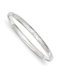 14k 3/16 White Gold Florentine Engraved Hinged Bangle. Metal Wt- 5.05g