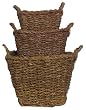 Natural Hand Woven Seagrass Square Baskets Lg=13"x13"x10"H Set of 3