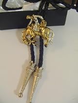 GOLD Tone BOLO TIE COW BOY Figure WESTERN NECKLACE
