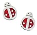 Ladybug w/ Red Inlaid Enamel Post Sterling Silver title=