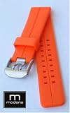 ORANGE 22mm Double Tang Modena Italian Rubber Dive Watch Band Fits LuminoxSeries: 3000 Original Navy SEAL Dive Series, etc.