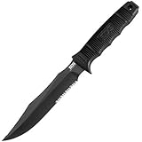 SOG Specialty Knives & Tools SE37-N Seal Team Elite Knife Partially Serrated Fixed Heat Treated 7-Inch AUS-8 Steel Blade and GRN Handle, Black TiNi