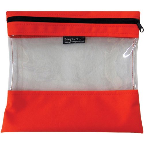 Lyle See Your Stuff Clear Storage Bags, 10 by 11-Inch, Tangerine