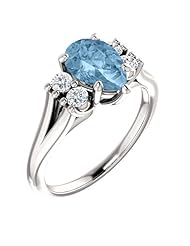 18K White Gold 9.00x6.00mm Pear Cut Sky Blue Topaz and Diamond Ring -- LIFETIME WARRANTY
