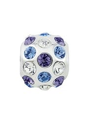Christmas Best Gift , Sterling Silver Tanzanite, Aquamarine , Diamond Color Swarovski Crystals Charm , Fits Pandora and All Brands Charm Bead Bracelets and Necklaces.