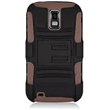 Eagle Cell PRSAMT989SPSTHLBRBK Hybrid Rugged TUFFSUIT with Kickstand for T-Mobile Samsung Galaxy S2 T989 - Retail Packaging - Black