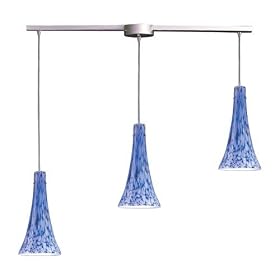 Tromba - 3 Light Kitchen Island Pendant Track Lighting Fixture - Brushed Nickel - Blue...