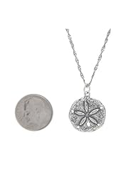 Sterling Silver Large Sand Dollar Charm with Thin Singapore Chain Necklace