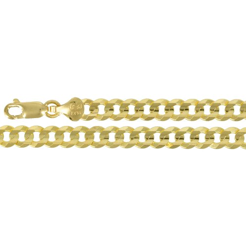 6mm 14K Yellow Gold Solid Concave Curb Classic Link Chain Necklace 20