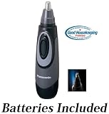 Panasonic All-in-One Nose & Ear Hair Trimmer with Built-in Light, Wet/Dry Operation & Dual-Edge Stainless Steel Blade * Batteries Included *