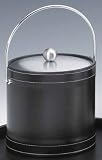 Review Kraftware  / Kraftware 68768 Stitched Black 3 Quart Stitched Ice Bucket with Bale Handle and Metal Cover