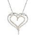 Victoria Kay 1ct White Diamond Double Heart Pendant in 18k White and Rose Gold, 16