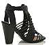 Delcious Women's Aliya Strappy Gladiator Open Toe Stacked Heel Sandal