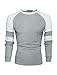 Allegra K Men Long Sleeve Crew Neck Contrast Color Casual T-Shirts Light Gray L