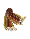 Basile Multi-Stripes Wool and Cashmere Fringed Long Scarf Yellow