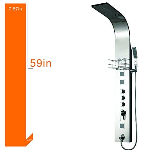 Yoco Multifunctional Mirror 304 Stainless Steel Shower Panel System With Body Jets Rainfall &amp; Waterfall Shower Tower,Various Functions Operate Simultaneously-Face Mount