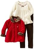 Nannette Girls 2-6X Leopard Trimmed 3 Piece Jacket Set