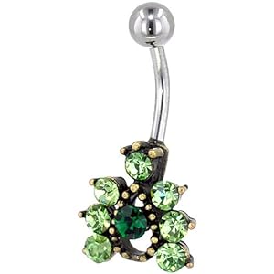 Pugster Mothers Day Gifts Spring Green Austrian Crystal Droplet Fashion August Belly Navel Ring Body Jewelry
