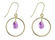 10k Yellow Gold, February Birthstone, Amethyst Briolette Dangle Earrings