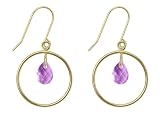 10k Yellow Gold, February Birthstone, Amethyst Briolette Dangle Earrings