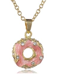 Molly Glitz Girls 14K Gold Plated Marbelized Colored Crystal Sprinkled Enamel Donut Pendant Necklace, 14"