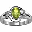 14K White Gold Peridot and Diamond Ring