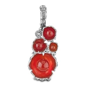 Relios Sterling Silver Carnelian Floral Pendant Enhancer