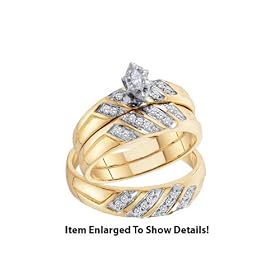 Beautiful Yellow Gold 3pc. Genuine Marque Diamond Set For Him and Her Special... by JSJ
