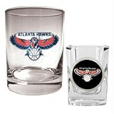 Atlanta Hawks NBA Rocks Glass & Square Shot Glass Set - Primary Logo