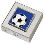 Blue Soccer Small Vitamin Case - Polished w/Mirror