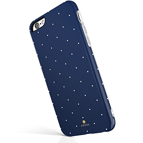 iPhone 6 6s case polka dots, Akna New Glamour Series [All New Design] Flexible Soft TPU cover with Fabulous Glossy Pattern for both iPhone 6 & iPhone 6s (4.7"iPhone) [Royal Blue Polka Dots](U.S)