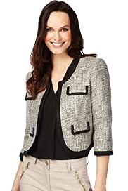 Cotton Rich Open Front Textured Jacket