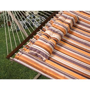 Quilted Hammock - Button Tuft Pillow - Brown/Orange/White