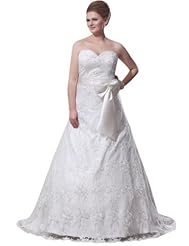 Plus Size Sweetheart Lace Satin/Silk Wedding Dress 