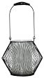 Metal lantern with inserted glass cylinder 9"H x 11"D