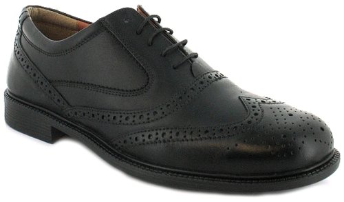 New Mens/Gents Black Winged Toe Cap Brouge Style Shoes Wider Fitting. - Black - UK 10