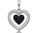 Black Diamond Heart Pendant White Gold Charm (1/5 Carat)
