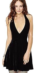 Sexy Velvet Backless Halter  Dress