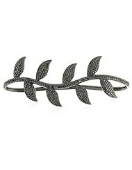 .925 Sterling Silver Diamond Pave Leaf Palm Bracelet Handmade Jewelry