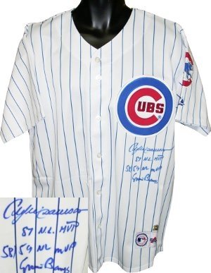Andre Dawson Autographed/Hand Signed Chicago Cubs White Majestic Jersey w/Banks- MLB Hologram