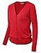 BIADANI Women Button Down Long Sleeve Soft V-Neck Cardigan Sweater Red Medium