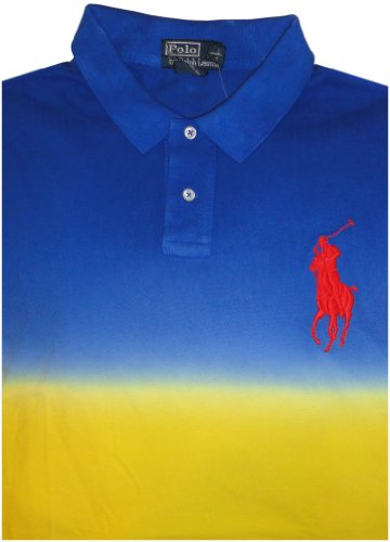 Men's Polo By Ralph Lauren Short Sleeve Polo Shirt Imperial Blue Tie Dye with Big Red Pony Size XXL
