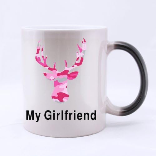 Funny Girlfriend Mug - Hotstyle Pink Camouflage Deer Head Pattern My Dear/Deer Girlfriend Morphing Coffee Tea or Tea Cup - 11 ounces