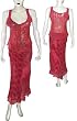 Red Skirt Set in Georgette Embroidery Womens Casual Sundresses Size S