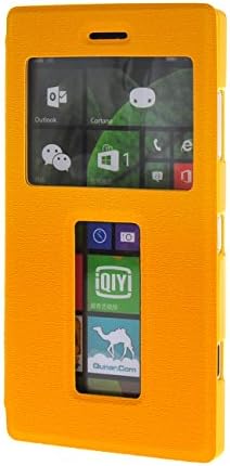 MOONCASE Side Flip Hard board Slim Leather Bracket Window Case Cover for Nokia Lumia 830 Yellow