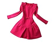  Pleated Spring Winter Long Sleeves Cotton  Dress With a Bow(s)