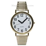 Unisex Low Vision Watch Gold Tone White Face